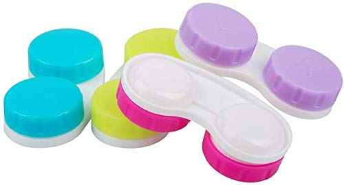 3 Pack Contact Lens Cases Holder Box Left/Right Eyes - 3 Colours