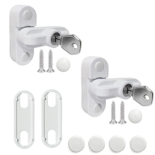 Window Sash Jammer Locks Set 2 PCS Window Locks and Door Jammer Upvc Sash Jammer for Home Security uPVC Windows and Doors White Zinc Cast Alloy