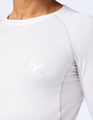 MEETYOO Men's MenÂ’s Compression Base Layer Top Long Sleeve T-shirt Sports Gear Fitness Tights for Running Gy Shirt, White, XL UK