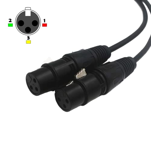 BRIEFCEC XLR Splitter Cable, Microphone Y Cable XLR Male to Dual XLR Female 3 Pin Jack Splitter Cord Audio Adapter, Zinc Alloy Jack OFC Copper Cable(1 Male to 2 Female, 30CM, Black)