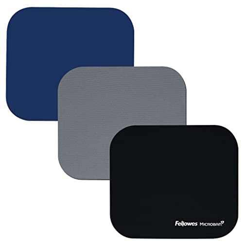 Fellowes Mouse Mat with Non-Slip Rubber Base - Mouse Pad with Antibacterial Protection - Suitable for Both Optical and Laser Mice - 199 x 232 x 2mm - Silver