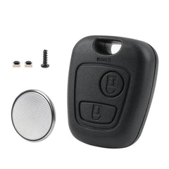 1 Pcs 2 Button Car Key Fob Cover Replacement, with 2Buttons 1Battery, Car Remote Control Key Case Shell Compatible with Peugeot 107 207 307 407 Citroen C1 C2 C3 C4 C5 Xsara Picasso Berlingo, No Blade