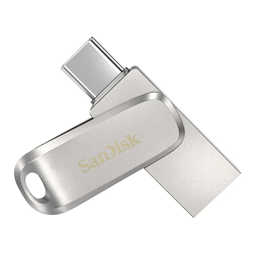 SanDisk 512GB Ultra Dual Drive Luxe, USB Type-C Flash Drive all-metal, up to 400MB/s with reversible USB Type-C and USB Type-A connectors, for smartphones, tablets, Macs and computers, Silver