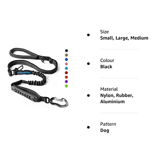 Dog Lead, Adjustable Dog Lead with Safety Belt for Dogs, Comfortable Padded Handle and Reflective Thread (Black)