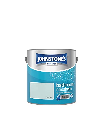 Johnstone's - Bathroom Paint - Silk Spa - Mid Sheen Finish - Stain Blocker Paint - Use in Moist & Damp Areas - Low Odour - Dry in 1-2 Hours - 12m2 Coverage per Litre - 2.5L