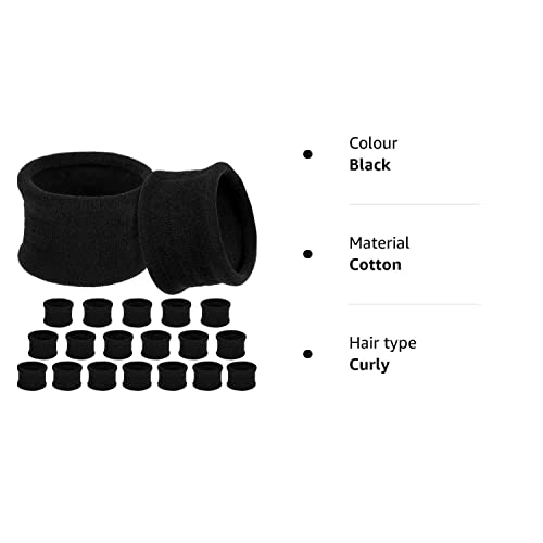 20 Pieces Large Cotton Stretch Hair Ties Bands Rope Ponytail Holders Headband Hair Bands Accessories for Thick Heavy or Curly Hair(Black)