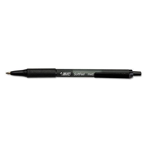 BIC Soft Feel Ballpoint Pens, Retractable Pens, Ideal for School and Office, Medium Point (1.0mm), Black, Pack of 12