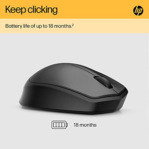 HP 280 Silent PC Wireless Mouse, HP Blue Optical Technology, 1600 DPI to track precisely on any surface90% noise reduction, Comfortable & Ergonomic Design, USB A Dongle Included, Black