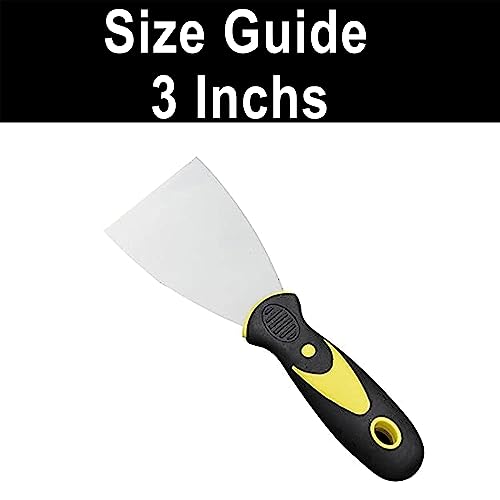 PLASTIFIC Putty Knife Scrapers, Spackle Knife, Metal Scraper Tool for Drywall Finishing, Plaster Scraping, Decals and Wallpaper, with Plastic Handle and Metal Blade Scraper (3 Inches)