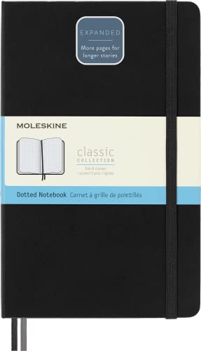 Moleskine - Classic Expanded Dotted Paper Notebook - Hard Cover and Elastic Closure Journal - Color Black - Size Large 13 x 21 A5 - 400 Pages