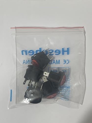 Heschen Red Round Rocker Switch Round ON-OFF SPST 3 Terminals 10A 250VAC UL VDE 5Pack