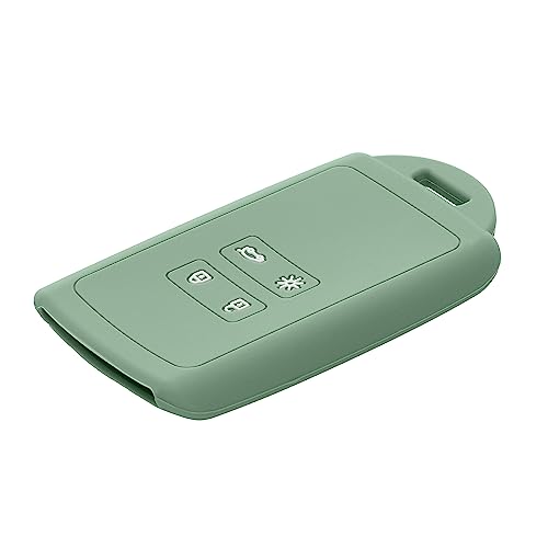 kwmobile Car Key Cover Compatible with Renault 4 Button Car Key Smart Key (only Keyless Go) - Silicone Protective Key Fob Cover with Built-in Eyelet - Pottery Green