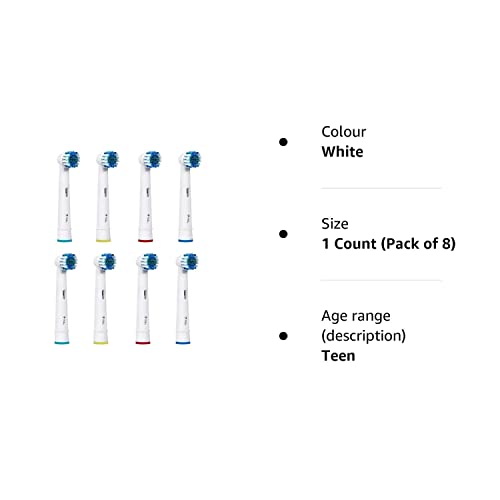 Milos Replacement Electric Toothbrush Head Set - 8-Pack of Replacement Toothbrush Heads Compatible w/Oral B and Braun - Teeth Cleaning Accessories