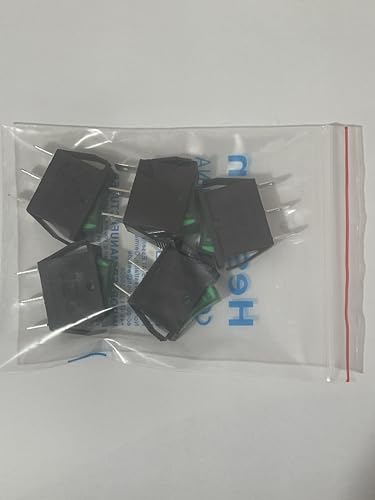 Heschen Rocker Switch, ON-OFF, SPST, 3 Terminals, Green Light, 16A 250VAC, 5Pack