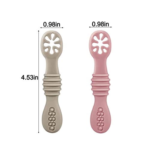 PandaEar 7 Pack Silicone Baby Weaning Spoon  Self Feeding Baby Spoons 4 6 Months  Toddler Spoons Baby led Weaning Spoon