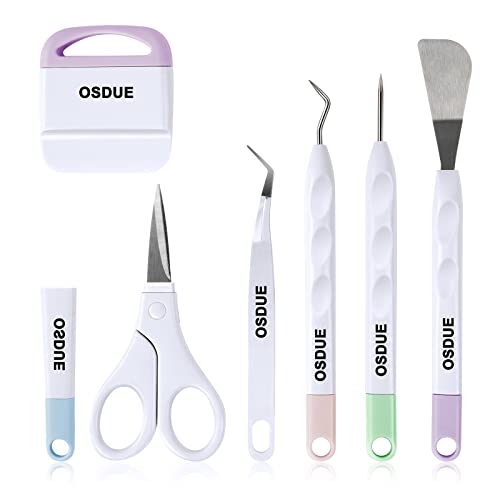 OSDUE 6 PCS Vinyl Weeding Tools, Craft Weeding Tools Set, Stainless Steel Plotter Accessories for Cricut/Silhouette/Siser/Oracal 631 651 751 Vinyl