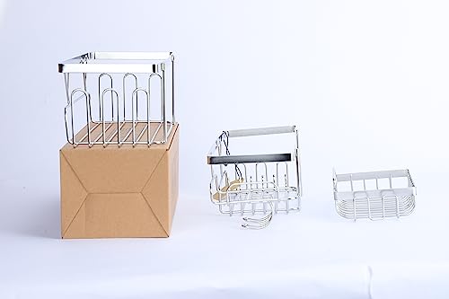 Kegii Shower Caddy Organiser with Soap Holder, Shower Shelf No Drilling, Adhesive Shower Storage Kitchen Rack, Bathroom Shower Accessories Tidy, Stainless Steel, Silver, 3 Pack