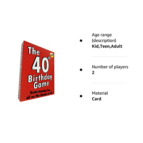 The 40th Birthday Game - amusing little gift or present idea for anyone turning forty. Fun as a 40th birthday party icebreaker.