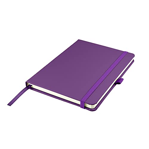 Savvy Bee Premium A5 Notebook New Lined Hardback Journal with Pen Loop,196 Page, Elastic Closure and Ribbon Marker Notepad Note Book Notes Pad (Purple)