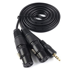 SiYear Unbalanced 3.5 mm (1/8Inch) mini jack Stereo TRS to Dual XLR 3 Pin female Interconnect Cable,Y splitter patch cable cord (1.5M/5FT)