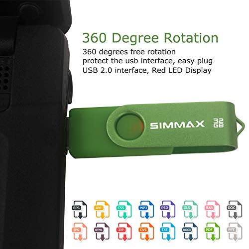 SIMMAX 32GB USB Flash Drives 5 Pack 32GB Memory Stick Swivel Design Thumb Drive USB Stick (32GB Blue Green Black Red Purple)