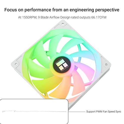 Thermalright TL-C12CW-S CPU Fan 120mm White ARGB Case Cooler Fan, 4pin PWM Silent Computer Fan With S-FDB Bearing Included, up to 1500RPM cooling fan（3 quantities）