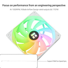 Thermalright TL-C12CW-S CPU Fan 120mm White ARGB Case Cooler Fan, 4pin PWM Silent Computer Fan With S-FDB Bearing Included, up to 1500RPM cooling fan（3 quantities）