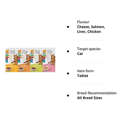 Webbox Lick-e-lix Cat Food Yoghurt Variety Pack (1 x Salmon 1 x Chicken 1 x Liver Sausage 1 x Cheese & Taurine)