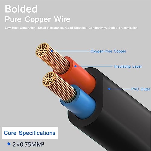 IEC 60320 C8 Plug to C7 Receptacle Male to Female Extension Power Supply Main Adapter Cable (30cm)