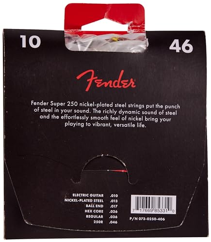 Fender Super 250 String Set - 250R (010/046) - Nickel-Plated Steel - Ball Ends (Pack of 2)