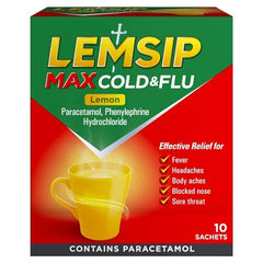 Lemsip Max Cold & Flu Lemon Sachets Paracetamol 10s