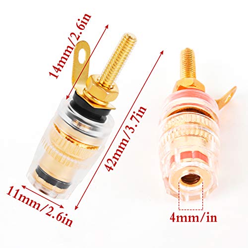 Jubaopen 6Pcs Plated Banana Plug Banana Plug Socket Speaker Terminal Binding Post Gold Plate Binding Post for Amplifier Speaker Terminal Connector