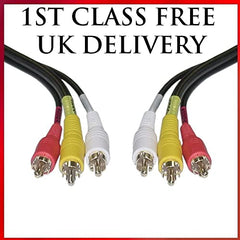 iView-HD 1MT Triple 3 x RCA Phono Plugs Composite Audio Video Cable Male To Male Lead TV AV Stereo component Yellow Red White RCA TO RCA 1 Metre wire connector supply Triple Phono to Phono CVBS AR AL