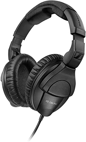 Sennheiser HD 280 PRO Closed-Back Around-Ear Collapsible Professional Studio Monitoring Headphones, for Recording & Mixing, 64 Ohms, Includes 6.3mm Stereo Jack Adaptor & 3m Coiled Cable