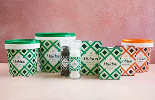 Maldon - Sea Salt Flakes, Unique Pyramid Shaped Salt Flakes, Perfect for a Wide Range of Dishes, Hand-Harvested for Four Generations, 570g Tub