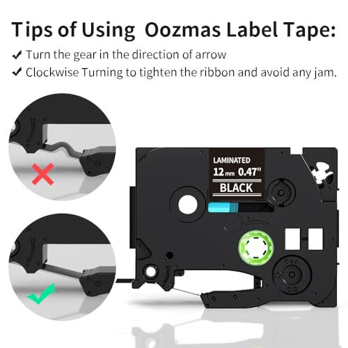 Oozmas Compatible Label Tape Replacement for Brother Ptouch White on Black Tape TZe 12mm TZe-335, Compatible with Brother P-Touch PT-H110 H107B H100LB D400 H200 1000 E100 D600, 3 Cartridges