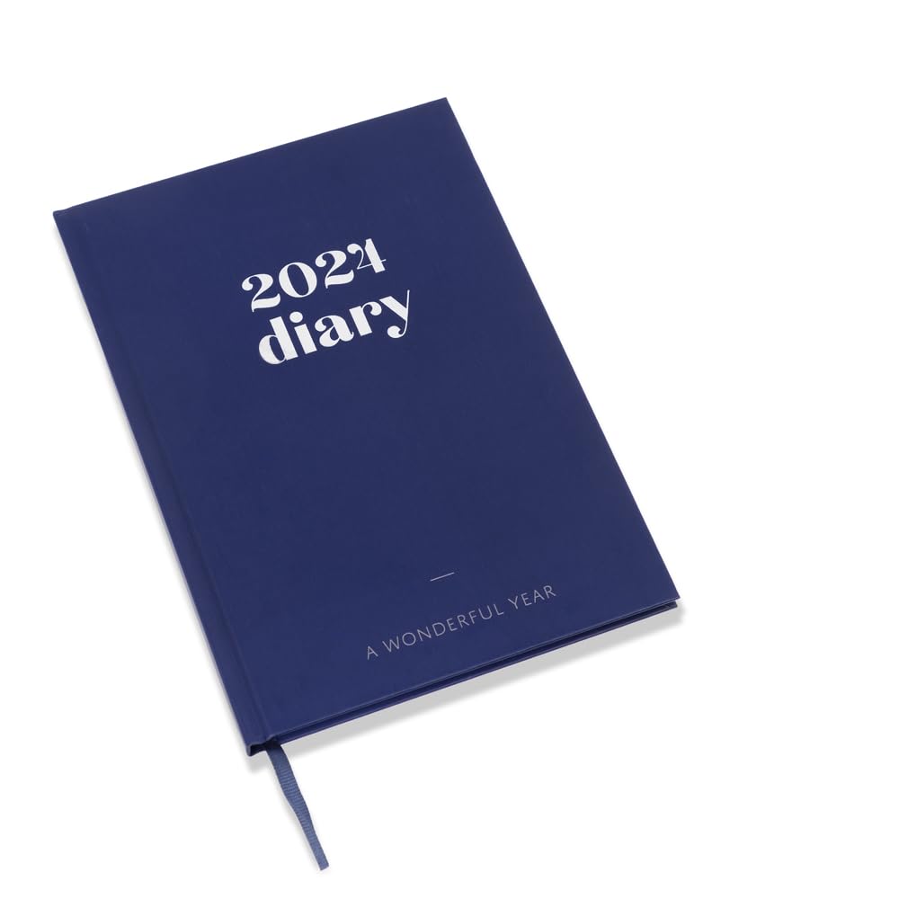Invero 2024 Week To View Diary A5 Hardback Diary - Jan 2024 to Dec 2024 Planner Organizer Calendar with Hour Intervals & Worldwide Travel and Metric Information - Blue