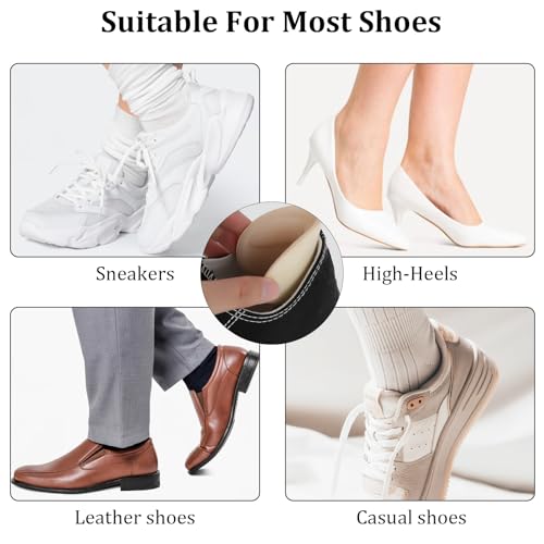 2 Pair Heel Cushion Pads, Self-Adhesive Heel Grips Inserts for Boots Loose Shoes Too Big, Anti Blister Shoe Liners Heel Protectors, Reusable Heel Guards Liners for Women Men, Improve Shoe Fit (Nude)