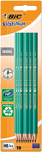 BIC Evolution Original Pencils - Pack of 10 - All-Purpose, Extra- Resistant Erasable Pencils for Easy Drawing and Writing, black