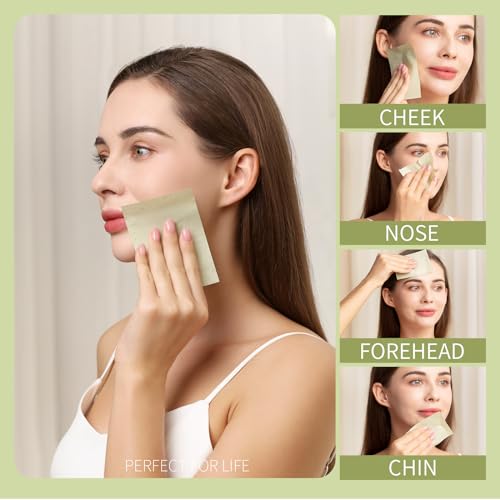 800 Counts Natural Green Tea Oil Control Film, Teenitor Oil Absorbing Sheets for Oily Skin Care, Blotting Paper to Remove Excess & Shine, Oil Blotting Sheets