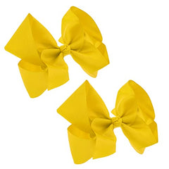 Sibba Ribbon Hair Bows Clips Barrettes 2 Pcs 6 Inch Vintage Big Ponytail Holder Cheerleading Hairpin Christmas Valentines Day Easter Decorative Hairbows Styling Accessory Girl (Yellow)