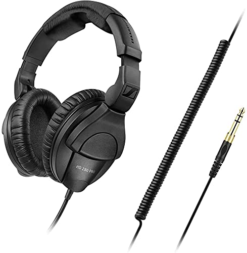 Sennheiser HD 280 PRO Closed-Back Around-Ear Collapsible Professional Studio Monitoring Headphones, for Recording & Mixing, 64 Ohms, Includes 6.3mm Stereo Jack Adaptor & 3m Coiled Cable