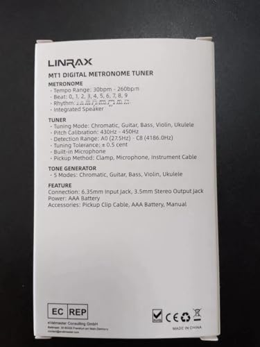 Linrax MT1 Metronome Tuner, 3 in 1 Digital Metronome Tuner Tone Generator for Guitar Bass Ukulele Violin Saxophone Trumpet Clarinet Flute, Precise Tempo and Beat, Chromatic Tuner for All Instruments