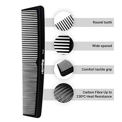 Hair Comb Black Professional Hairdressing Carbon Fiber Comb Master Barber and Salon Anti Static Heat Resistant Strong & Durable Medium and Fine Tooth By Majestikand