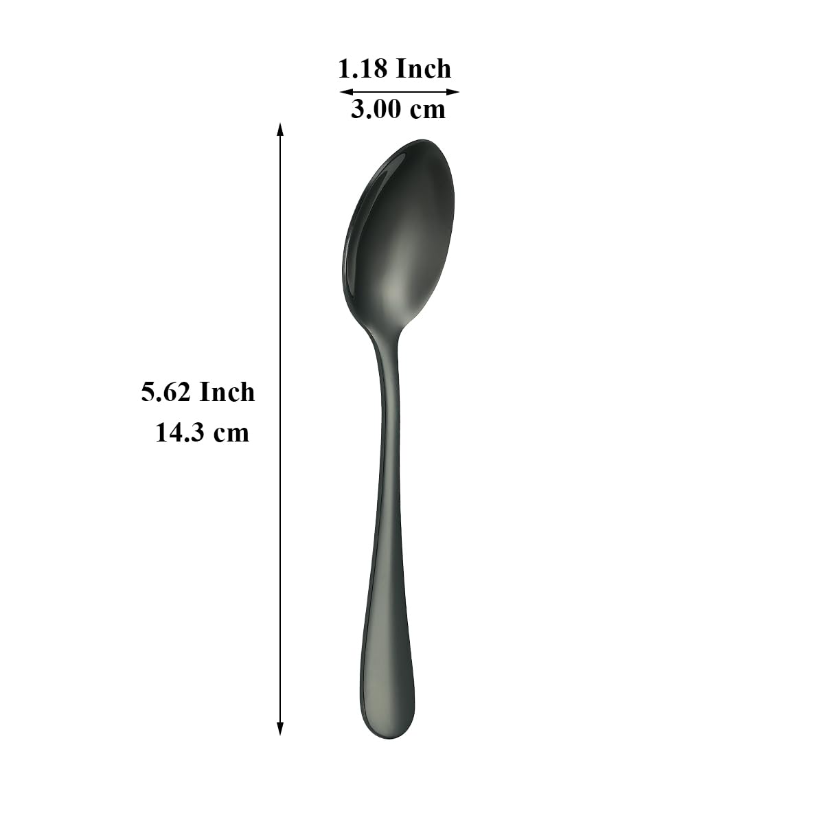 Evanda Black Teaspoons 12 Pieces, Black Titanium Plating Stainless Steel 14cm Tea Spoon, Cutlery for Tea, Coffee, Cake, Dessert and Salad, Dishwasher Safe