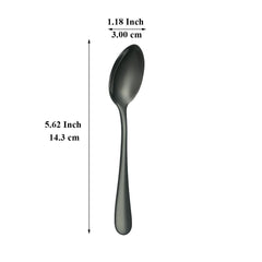 Evanda Black Teaspoons 12 Pieces, Black Titanium Plating Stainless Steel 14cm Tea Spoon, Cutlery for Tea, Coffee, Cake, Dessert and Salad, Dishwasher Safe