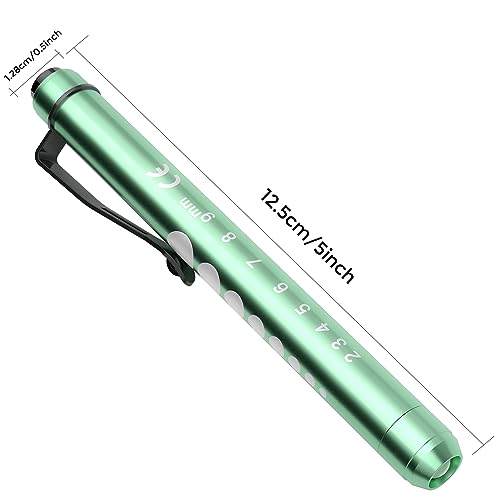 Pen Torch, RISEMART 2PCS Pen Light LED Pupil Gauge Pen Torches for Nurses Doctors Paramedic EMT Emergency Penlight Flashlight with Pocket Clip (Rose Pink and Green)