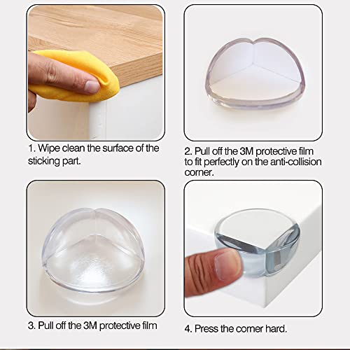 4 pack, Soft and Transparent Corner Guard with Strong 3M Adhesive, Baby Proofing Corner Protectors, Furniture Sharp Corner Guard for Keep Baby Safe, Table & Furniture Corner Protector for Kids