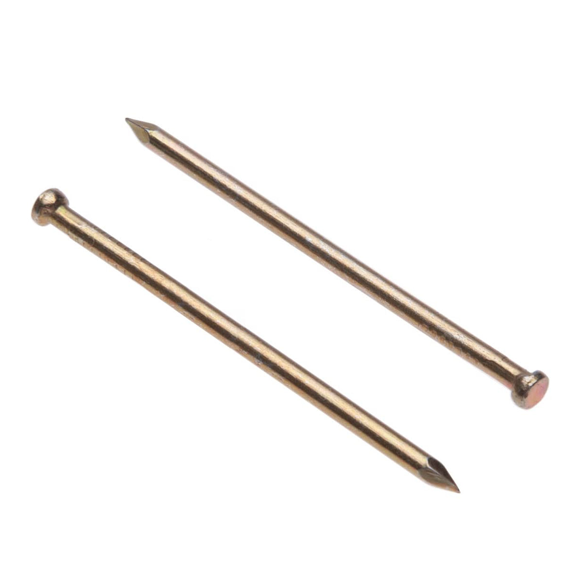 Panel Pins Finishing Nails Veneer Pins (Pack of 100) Yellow Zinc Plated Nail Galvanized Heavy Duty for DIY and Crafts Home Decor Woodwork Furniture Construction Size: Length 60mm Nail Diameter 2.5mm.