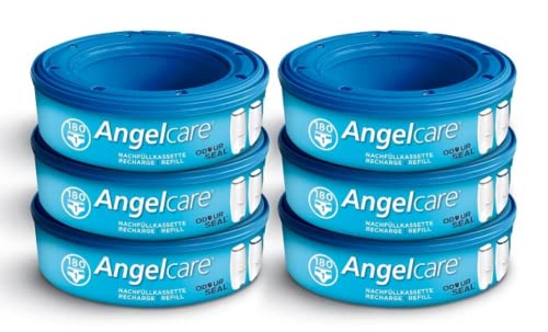 Angelcare - Nappy bin refill cassettes - Compatible with Angelcare Nappy Disposal System - Pack of 6